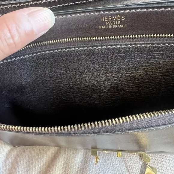 Vintage AUTH HERMES Pochette Clutch Box Leather@Clochette and two keys. - Picture 4 of 12